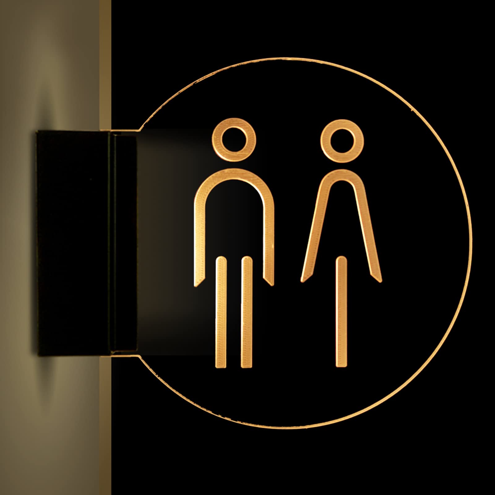 vrfvsdasAAS LED restroom sign, Double-Sided Luminous, 8 Inch Round Bathroom Signs, for The Office, Business or Home, Door or Wall