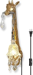 Giraffe Wall Lamp,Resin Giraffe Lamp with Crystal Shade,Creative LED Wal...