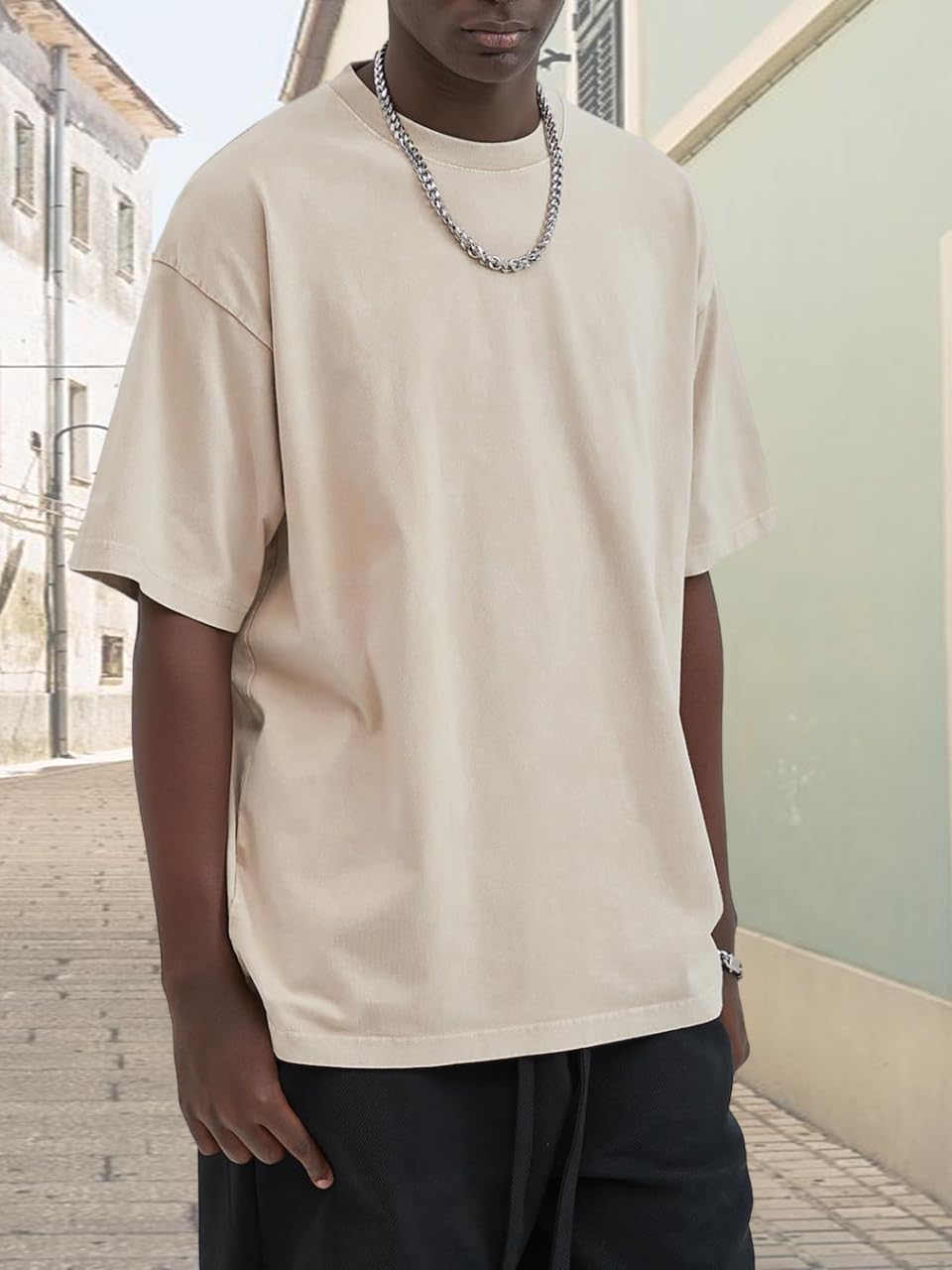Oversized Washed T Shirt for Men Gym Shirts Baggy Streetwear Vintage Drop Shoulder Grunge Tees
