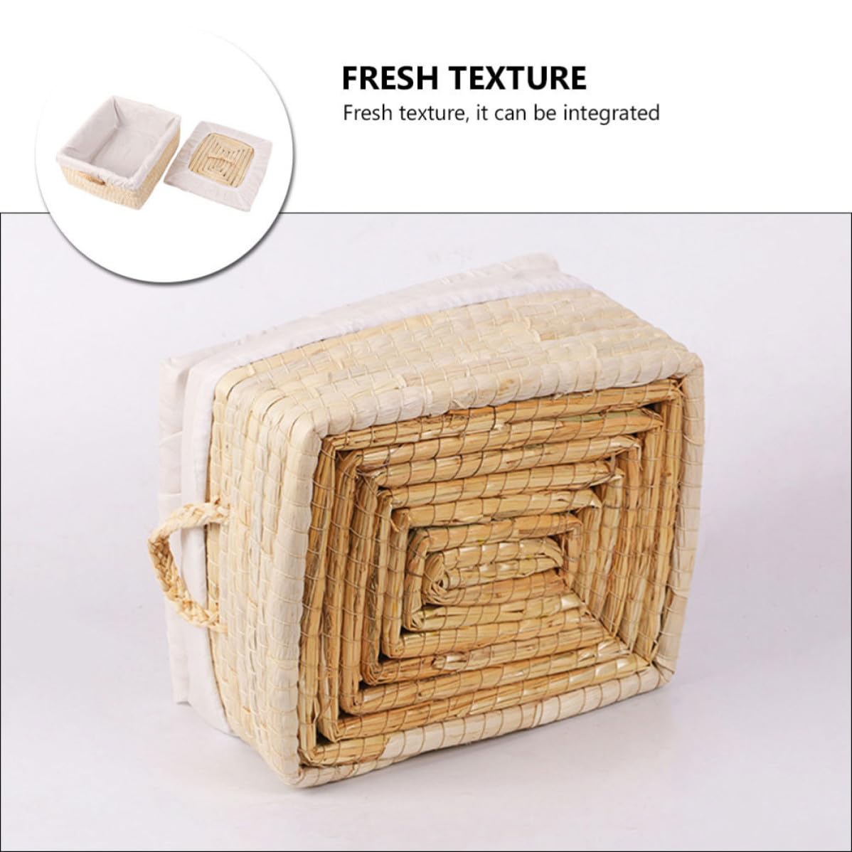 Handgewebter Brotkorb mit Deckel und Futter für Brot und Brötchen