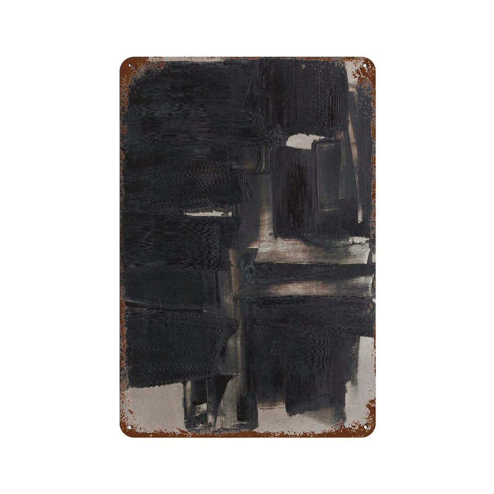 xiaoxiaoshen Soulages Abstract Black Texture Exhibition Wall Decor Art Metal Tin Poster Modern Home Decor Art Home Bar Shop Decorations Vintage Sign 30x20cm