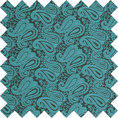 DQT Paisley Floral Fabric Sample Swatch – Teal Colour Match for Ties & Waistcoats