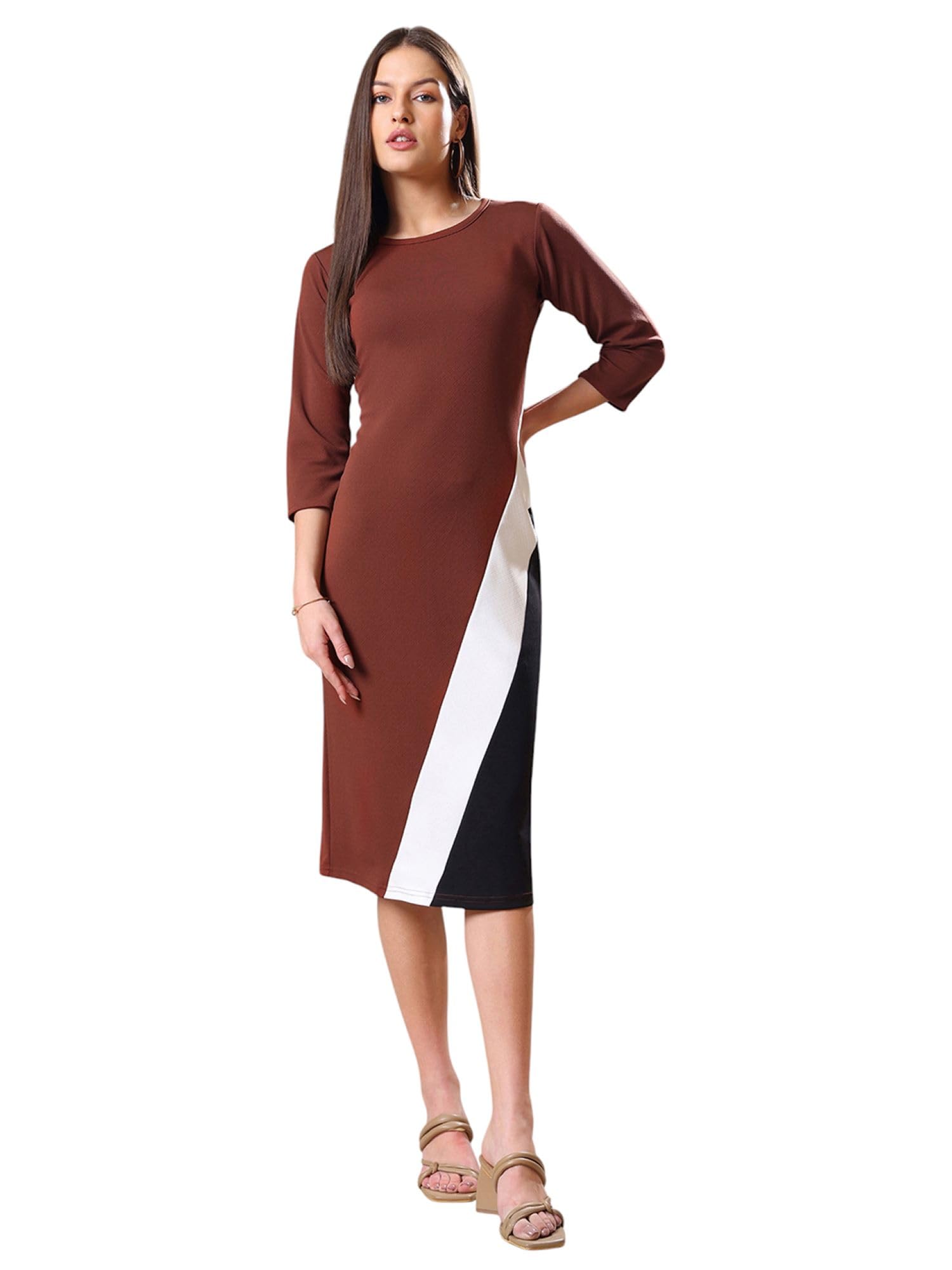 Purvaja Womens Bodycon Knee Length Dress(Lucy-342-348) (Bely-193_M_Black)