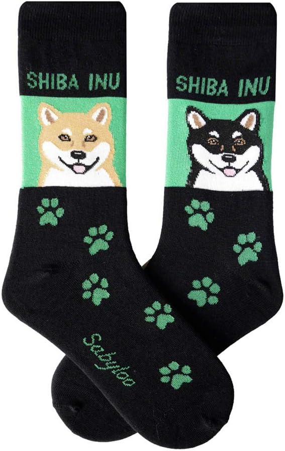 Shiba Inu Crew Socks Unisex Green