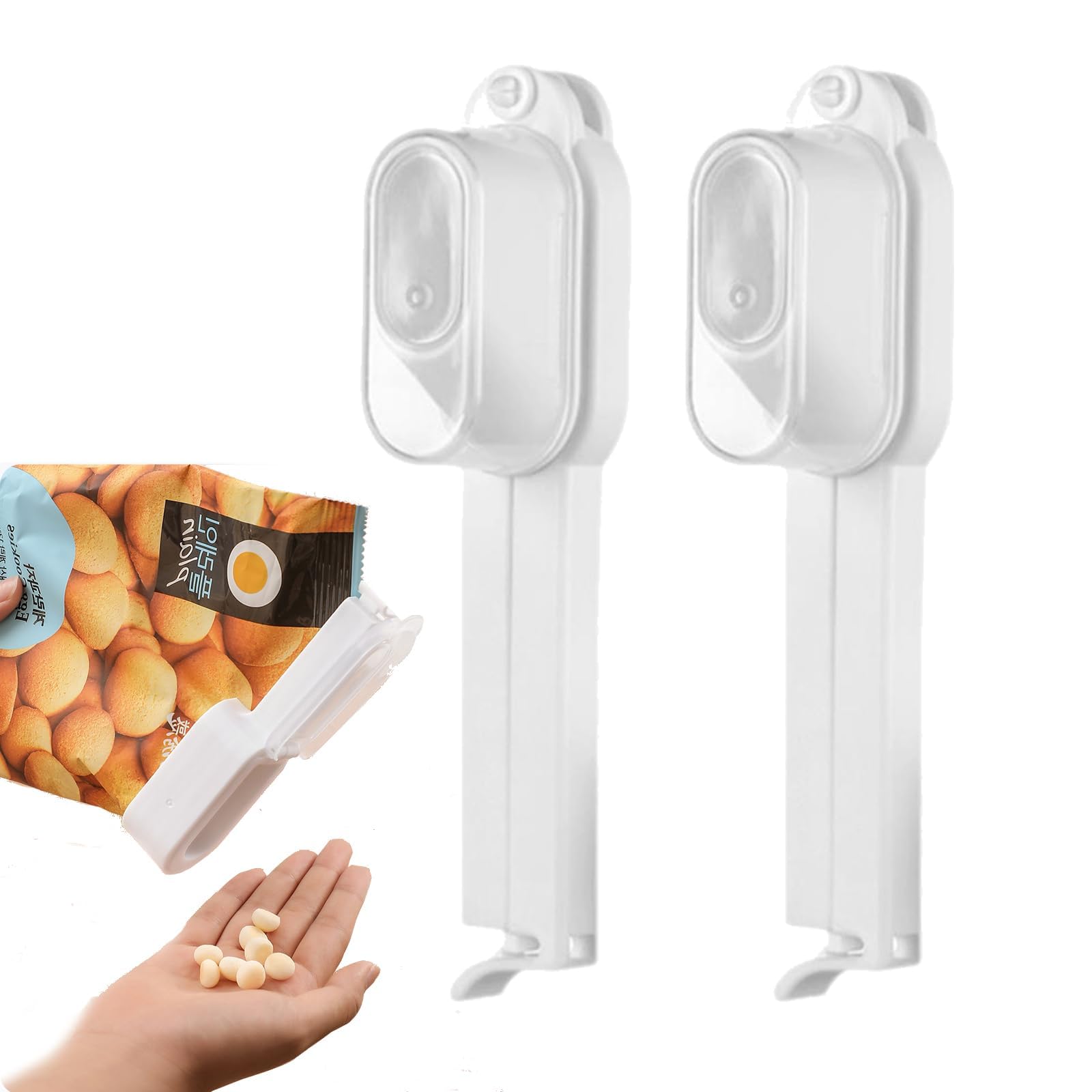 SANZEZ COOLive 2 Pack Bag Clips with Pour Spout, 2024 New Food Bag Clips with Pour Spouts, Great Clips Bags for Kitchen, Suitable for Small Particle Food, Liquid,Flour and Baby Food Storage Organizer