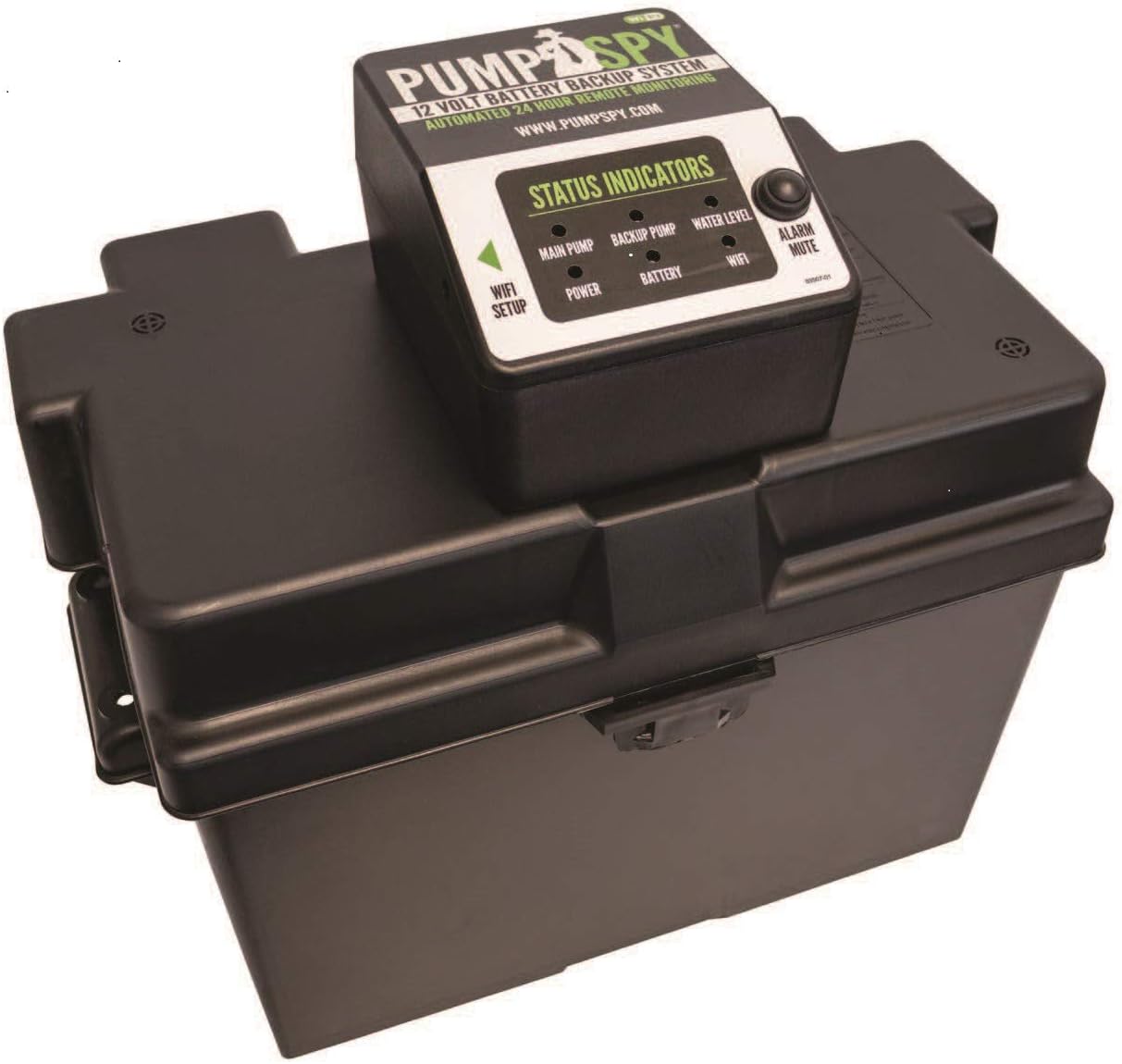 PumpSpy PS2000C Pre-Assembled SmartPump Combination Wi-Fi Connected 1/2HP Primary Sump Pump and 12V Battery Backup Sump Pump with Internet Monitoring & Alerts, Water Alarms for Basements