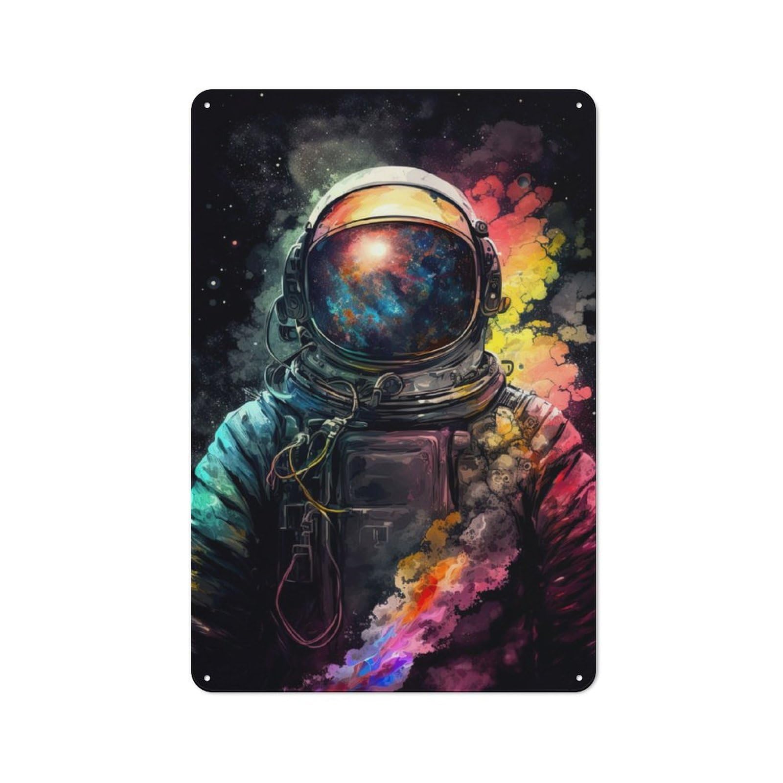 Junmoney Neon Astronaut For Lounge Or Reading Corner, Rustic Tin Sign 30X20cm, For Home Interiors, Feature Walls And Decorative Displays