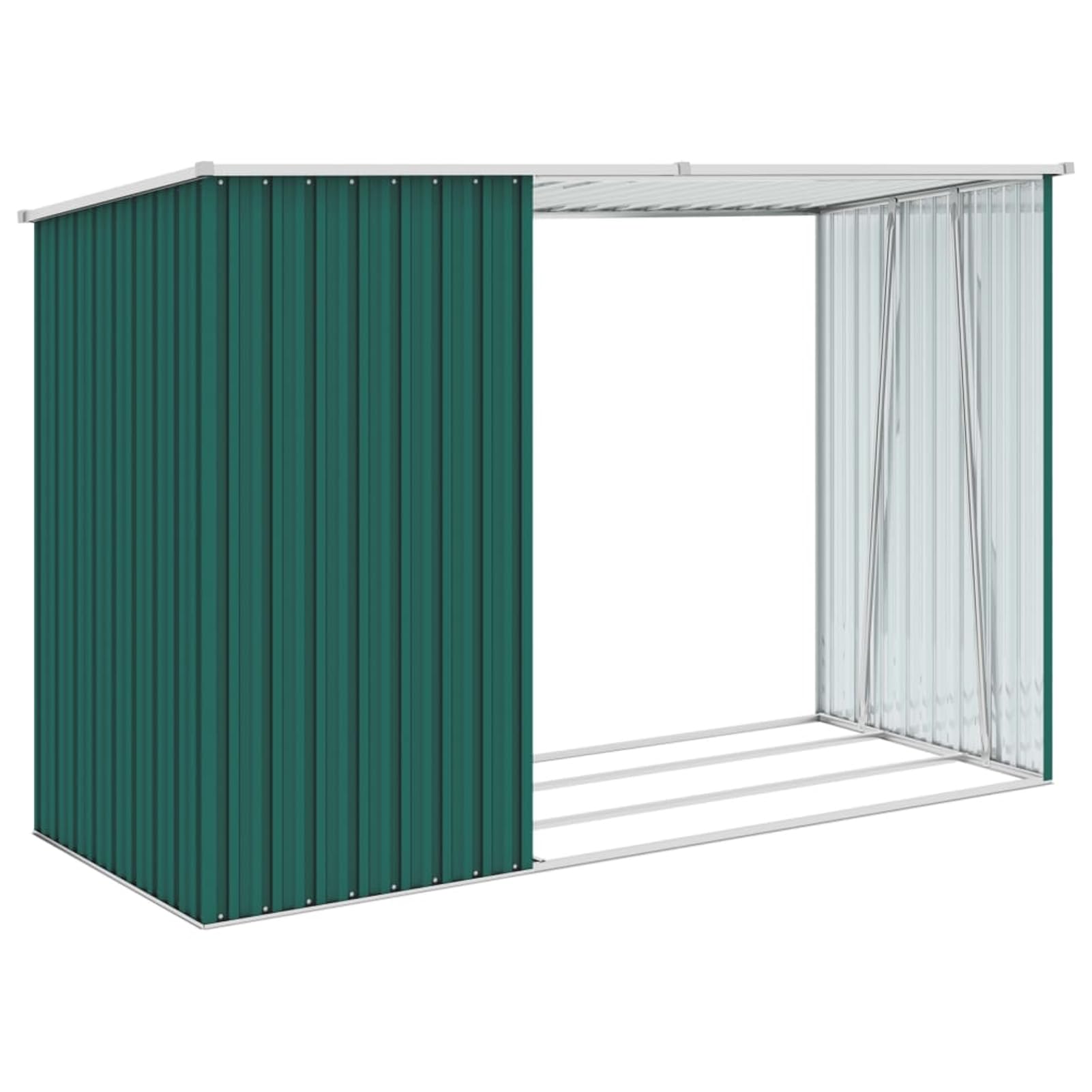 Gecheer Gartenlagerung Grün Stahlregal Schuppen Outdoor-Organisation für Werkzeuge Brennholz