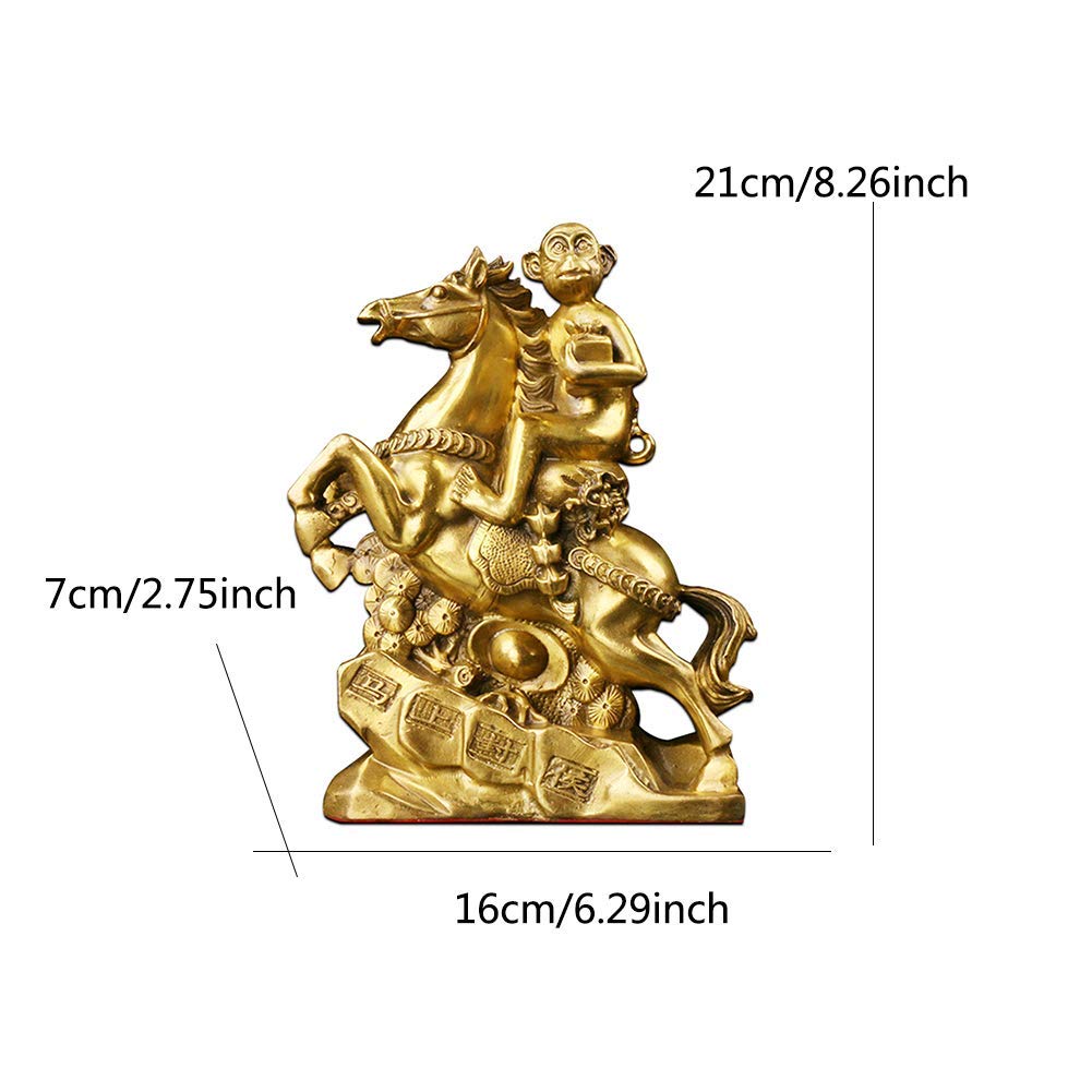 Amazon.co.jp: 風水の装飾品の彫像と置物中国の真鍮の馬の猿の装飾品