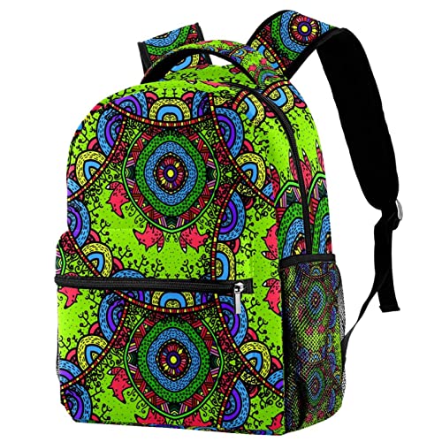 Sac à dos voyage motif fleurs mandala avec porte-bouteille