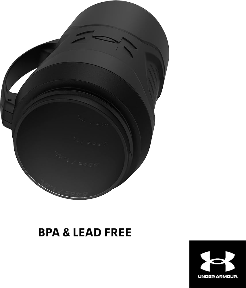 Under Armour Half Gallon Water Bottle Insulated, 64oz Insulated Water Bottle with Handle, Fence Hook, Leak Resistant, for Baseball, Football & More - Black/Black