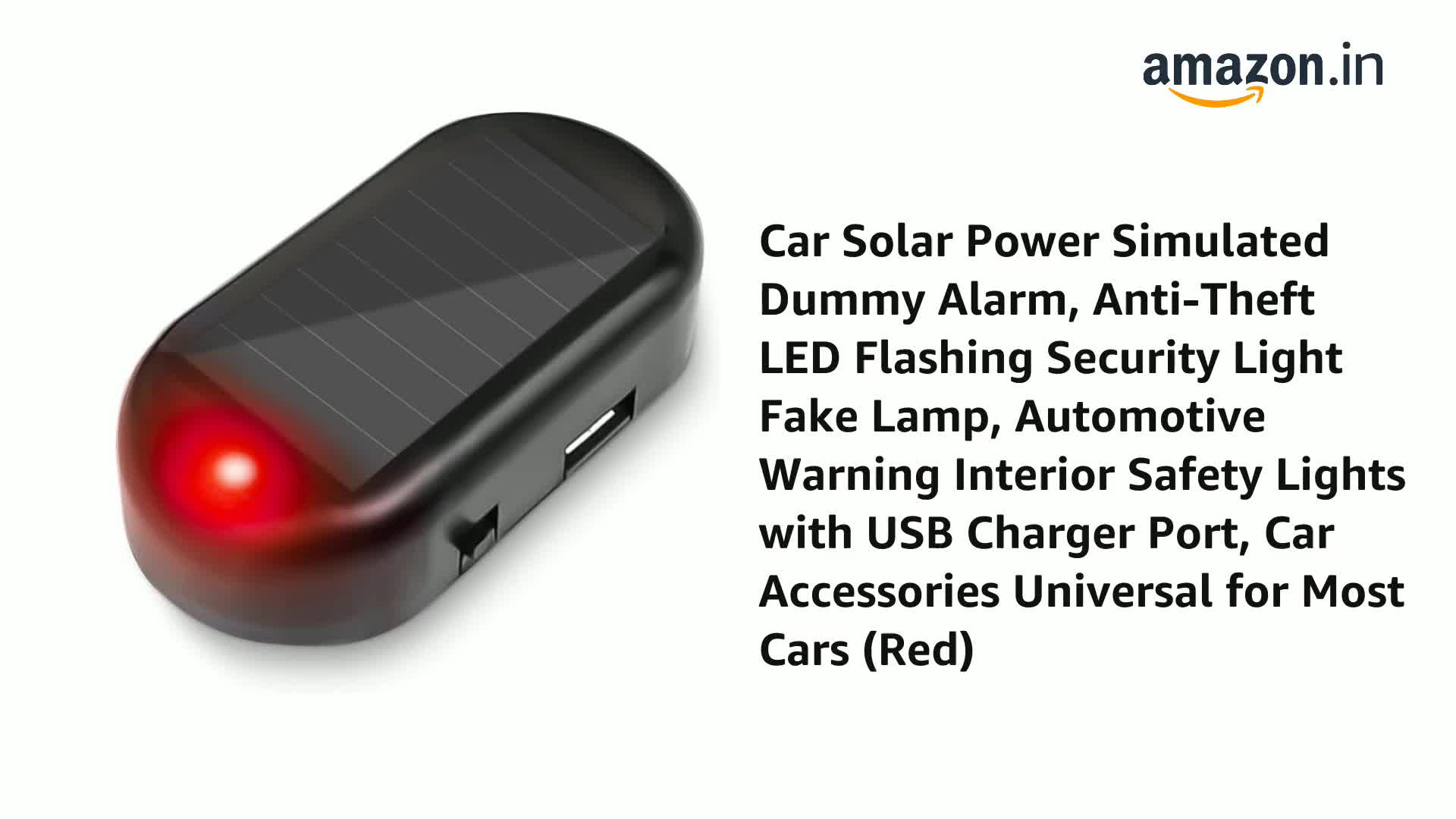 Solar-Powered Fake Car Alarm LED Light - Flashing Red Blinking Warning Light For Anti-Theft