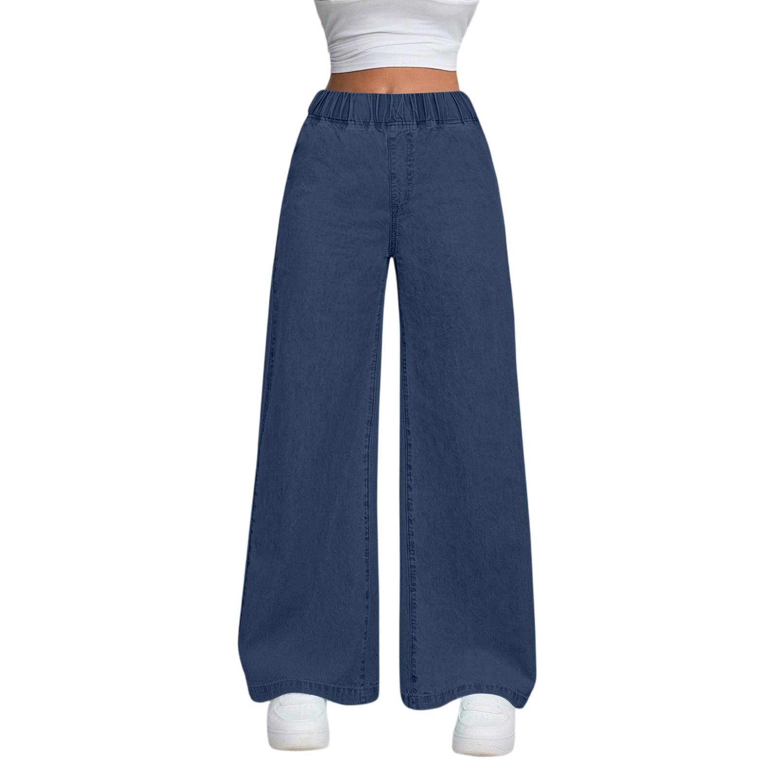Womens Lounge Work 2025 Fall Loose Trousers Drawstring Stright Leg Sweatpants Elastic High Waist Wide Leg Pants