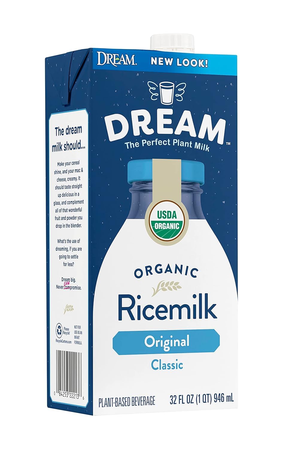DreamBlends Rice Dream Organic Classic Original Rice Drink, 32oz Pack of 6 - Dairy-Free Rice Milk Alternative