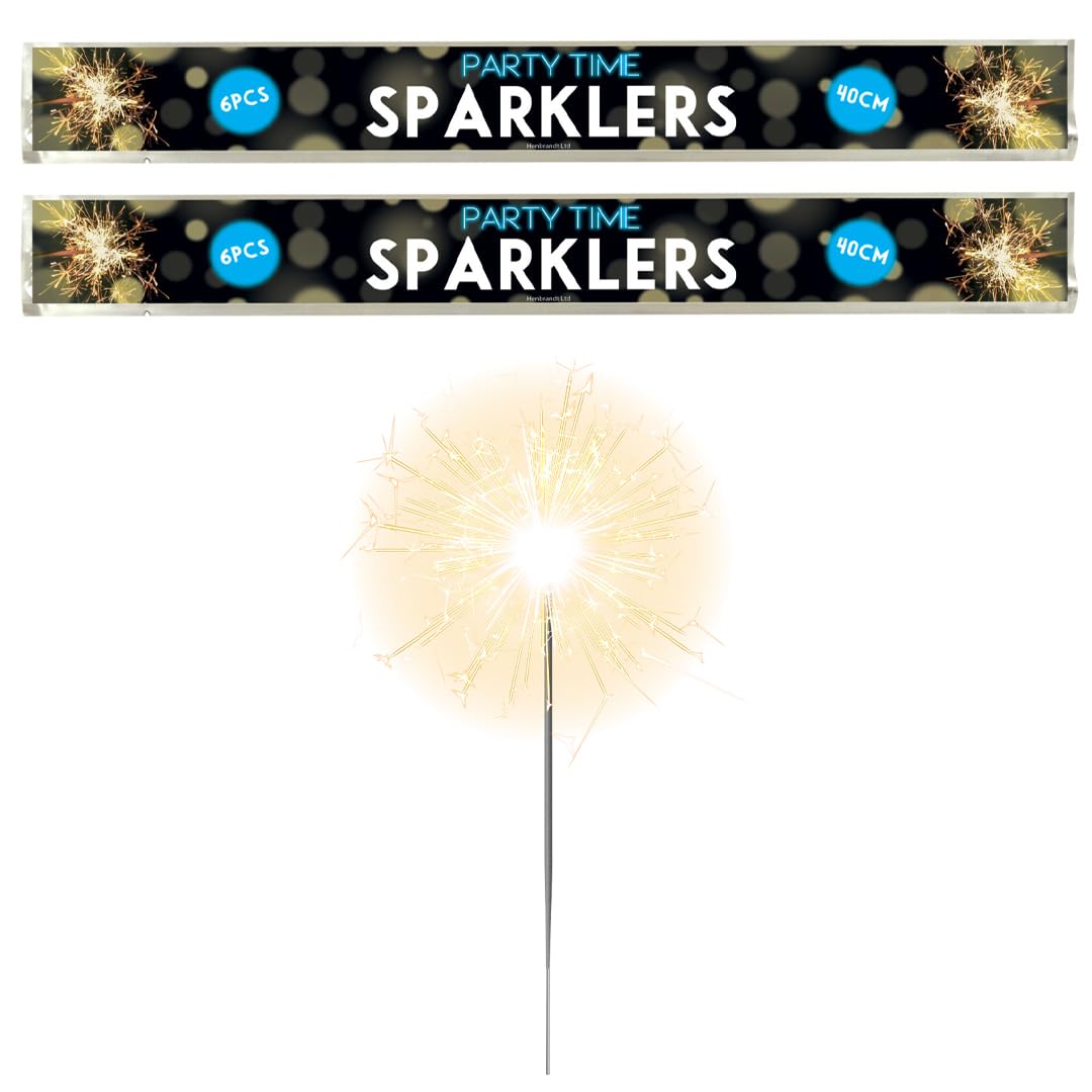 Hand-Held Sparklers 40cm - 2 Packs of 6 - Ideal for Bonfire Night, Halloween, Christmas, and New Year Celebrations - Total of 12 Sparklers