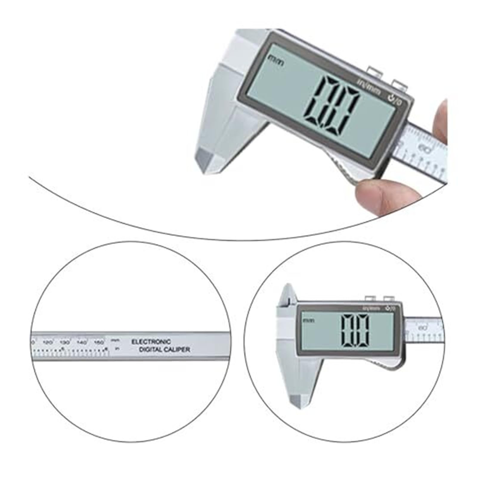Hochpräzise elektronische Messschieber, digitale Mikrometer-Messlehre for Zuhause, Industrie, Schmuck (schwarz, 100 mm)(Silver 150mm)