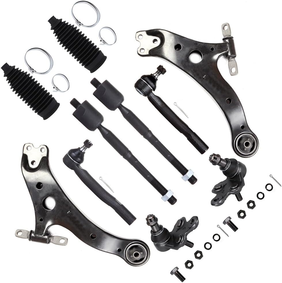 SCITOO 10pcs Front Suspension Kit Lower Control Arm Assembly Lower Ball Joint Outer Inner Tie Rod End w/Boot for 2004-2006 for Lexus ES330 2004-2006 for Toyota Camry 2004-2008 for Toyota Solara