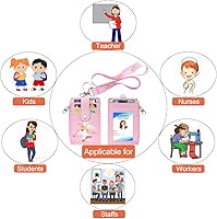 Vista 6 de HASFINE Portatarjetas de identificación con bonito diseño de personaje de ángel, cartera de piel sintética para tarjetas de identificación, 5