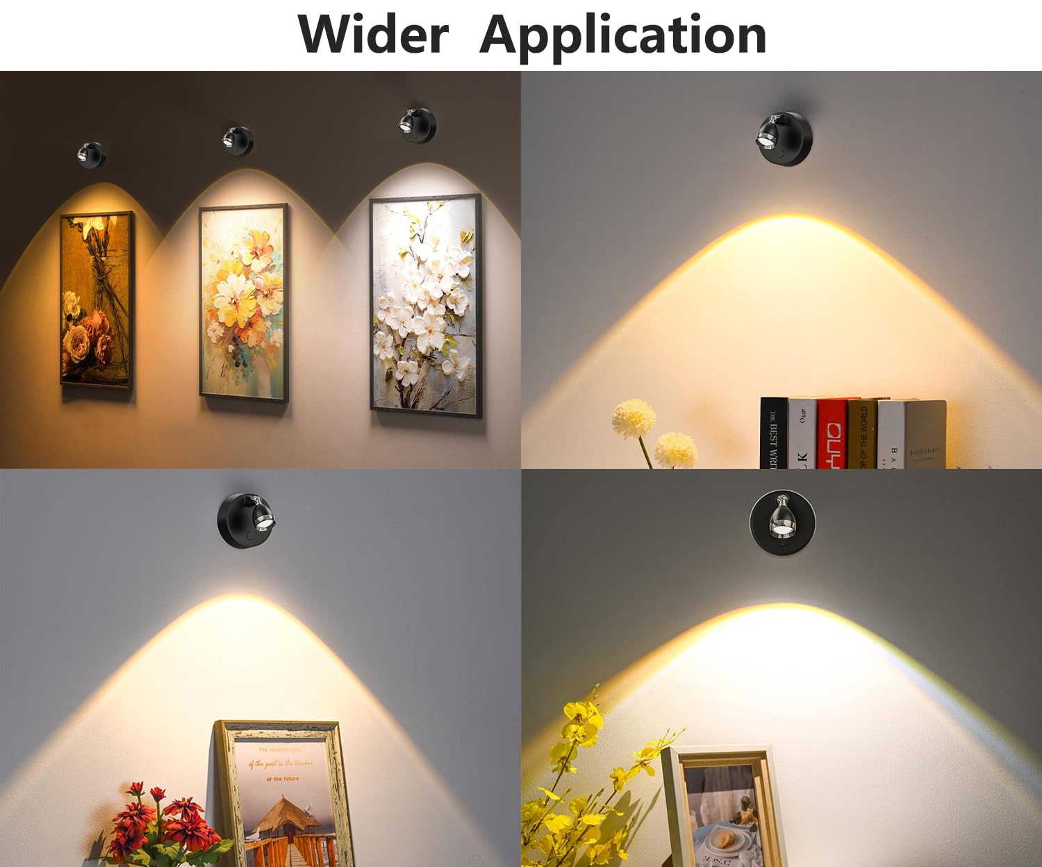 Faretti a LED a batteria, senza fili, per interni, con telecomando, timer, 3 opzioni di colore per esposizione artistica, mini luci per quadri e statue, confezione da 2