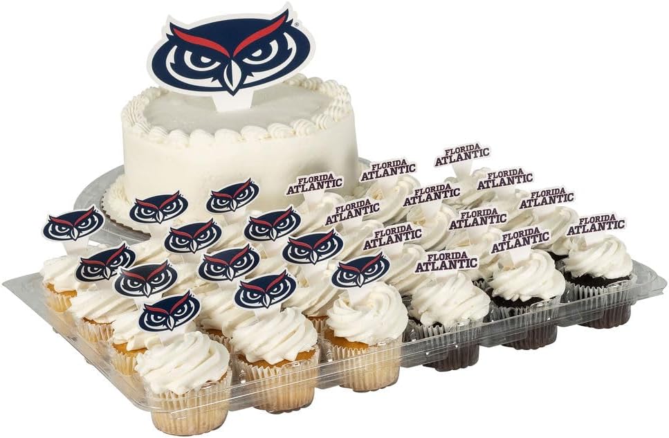 Desert Cactus Florida Atlantic University Cupcake Topper and Cake Toppers Set - FAU Owls 25 Pcs Food Party Supplies, Tablecloth Decorations, Graduation and Game Day
