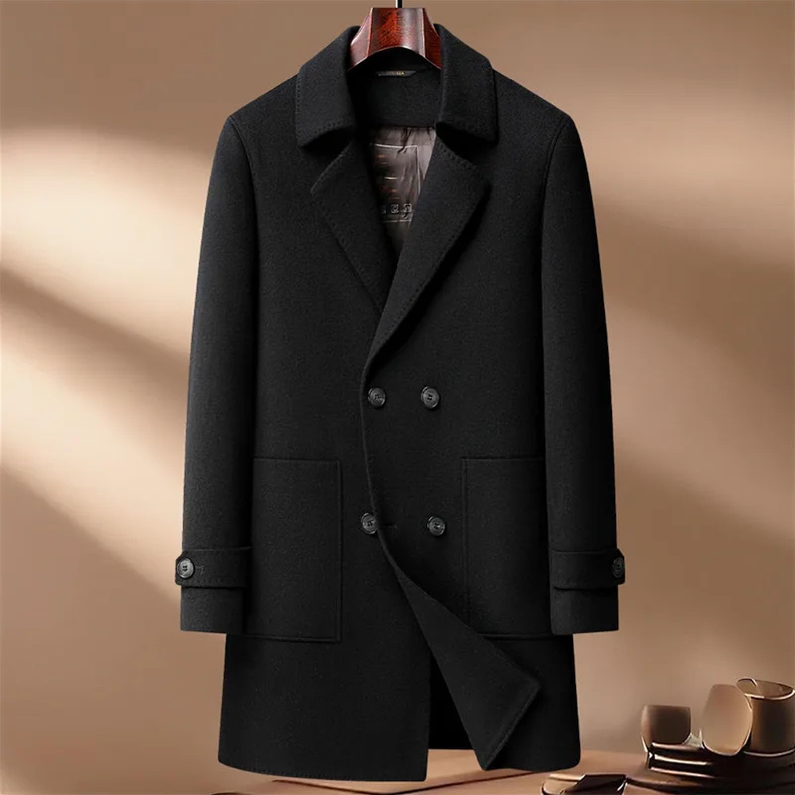 Cappotto da uomo caldo 100% lana cappotto staccabile piumino fodera invernale top cappotti di lana capispalla giacche ispessite