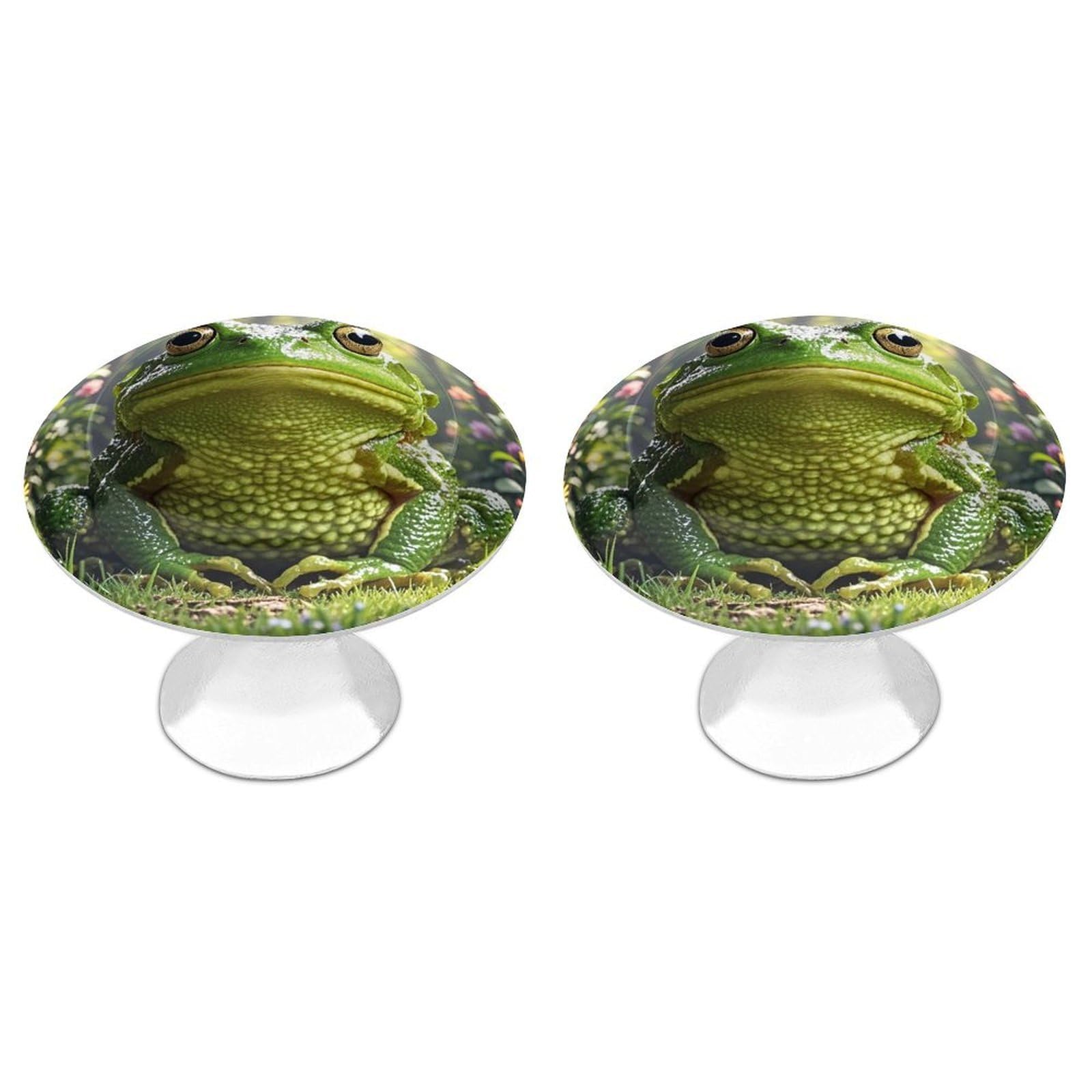 FekiLoot Frog Cabinet Knob 2 Pack Mini Round Drawer Pulls Stainless Steel Dresser Drawer Knobs Kitchen Drawer Hardware for Bathroom Dresser Closet Door Knobs