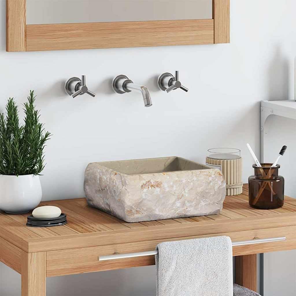 Lavandino Crema 30x30x13 cm in Marmo,Articoli di ferramenta,Prodotti idraulici,Articoli idraulici,Lavandini,Lavandini bagno-149174