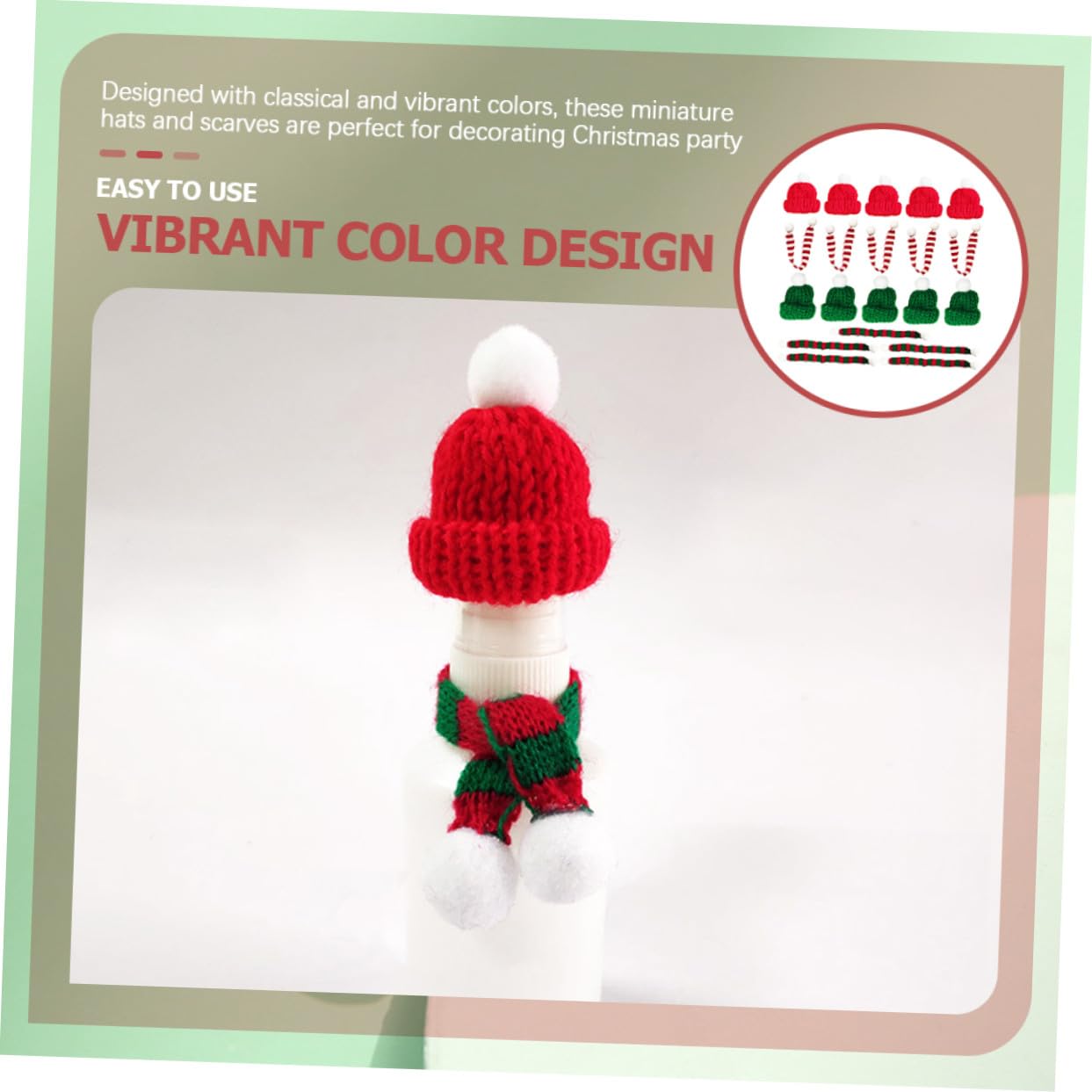 100 Pièces Mini Bonnets de Noël Tricotés et Écharpes Décoratives pour Bouteilles Tasses et Bricolage DIY Fête de Noël