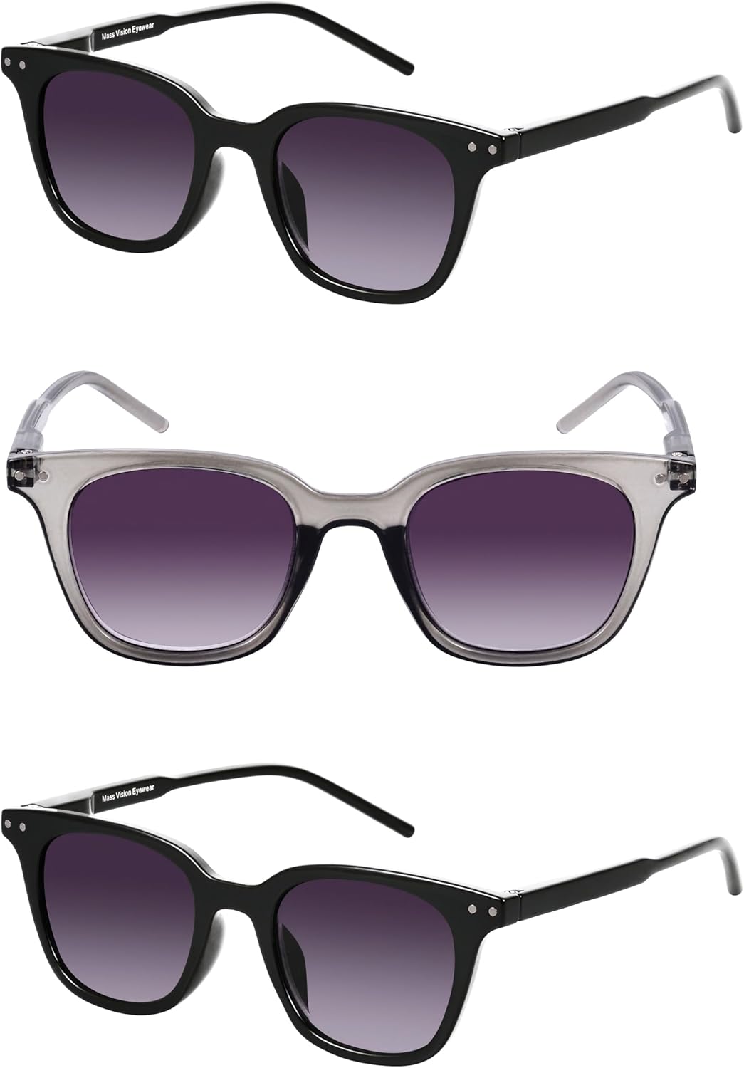 Mass Vision Womens Reader Sunglasses – No Bifocal Outdoor Fashion Reading Glasses - UV400, Stylish & Comfortable (3 Pack)