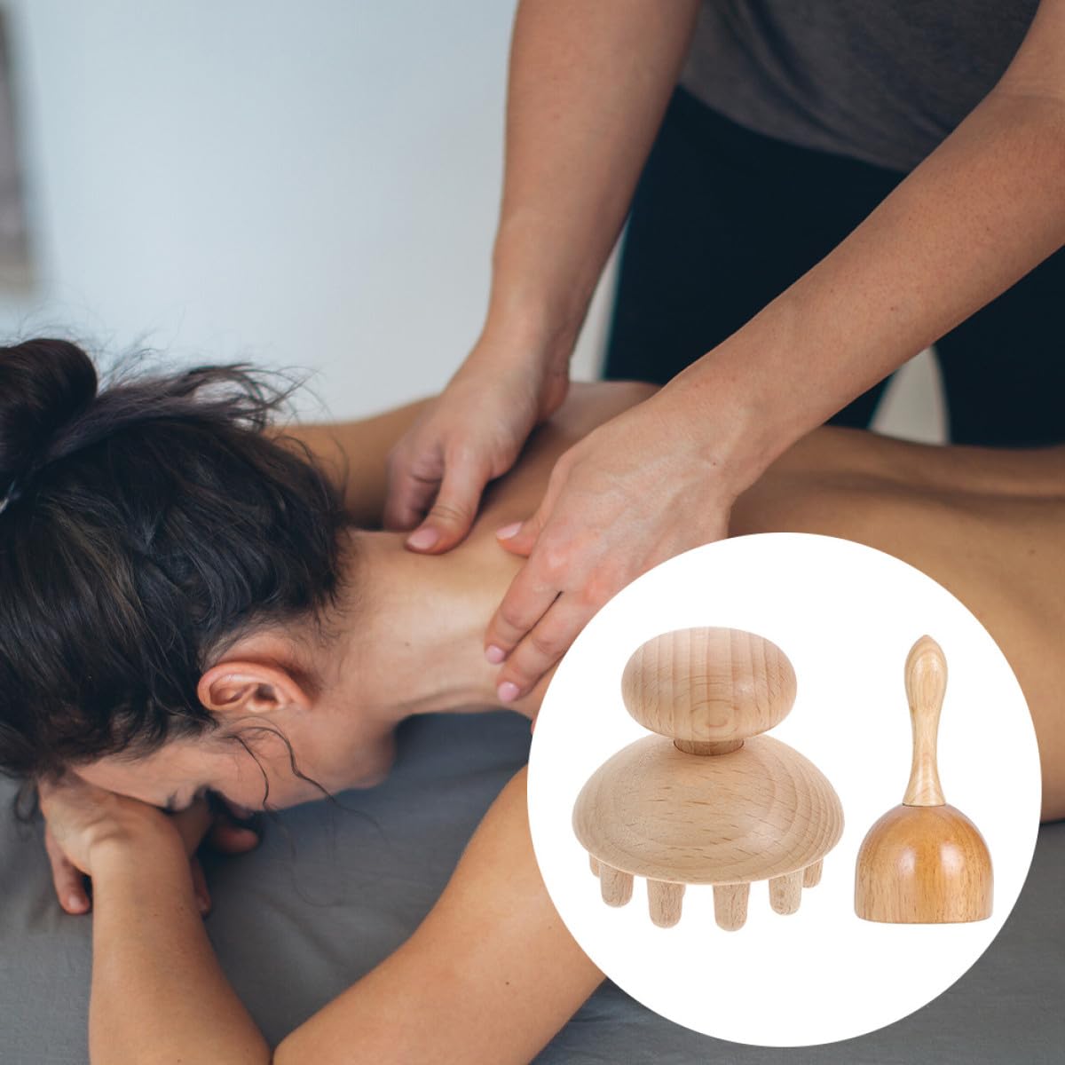 Kit Massaggiatore Drenante in Legno Coppette per Massaggio Anticellulite e Rilassamento Muscolare, Adatto per Gambe e Collo
