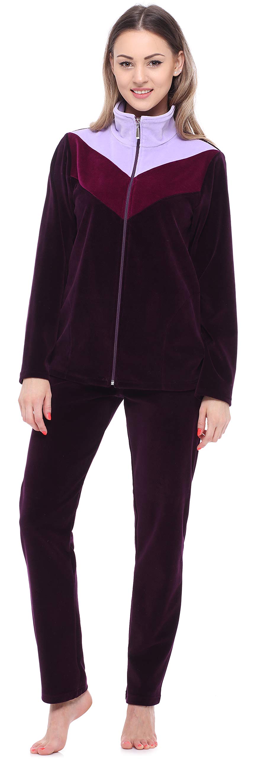 Merry Style Dres Damski z Weluru MSMG001 (Ciemny Fioletowy Śliwkowy Jasny Fioletowy(1729), 4XL)
