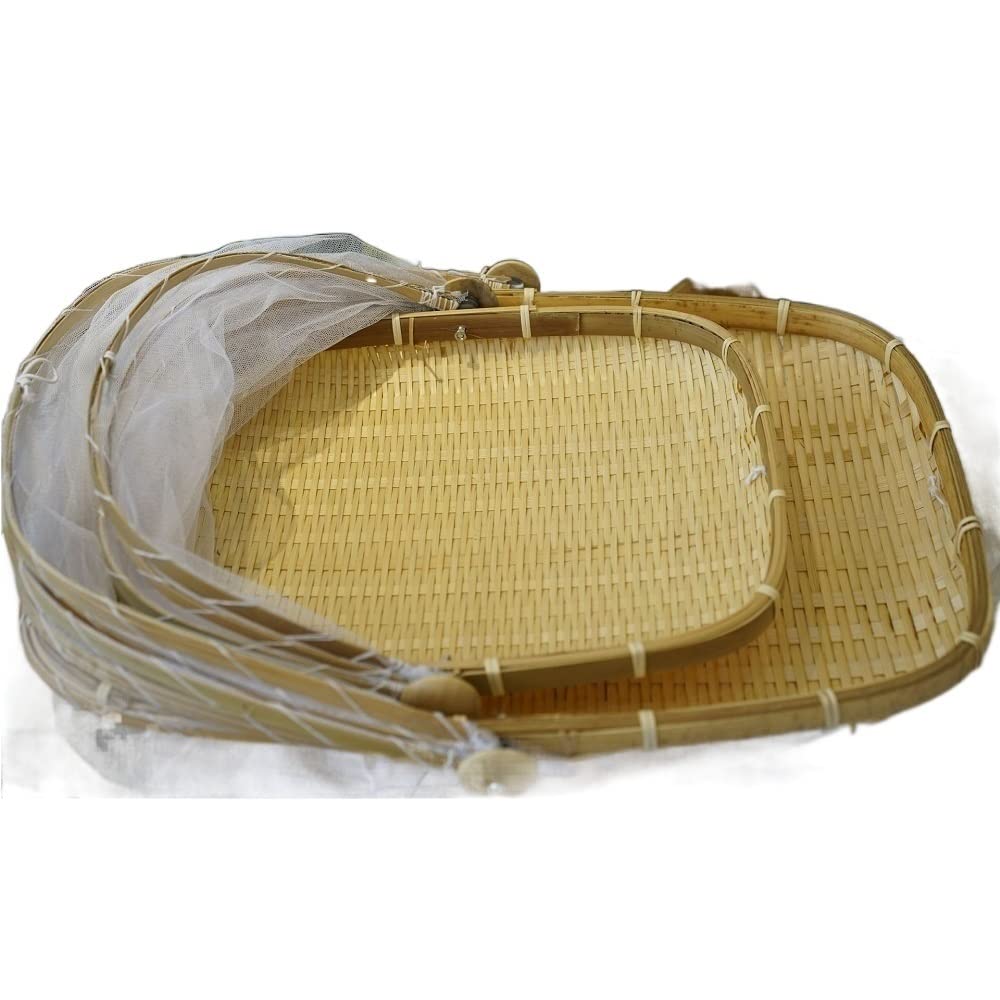 Basket Storage Box Kitchen bedroom Accessories Handmade Bamboo Woven Bread,Rural Wind,Mosquito Proof Gauze