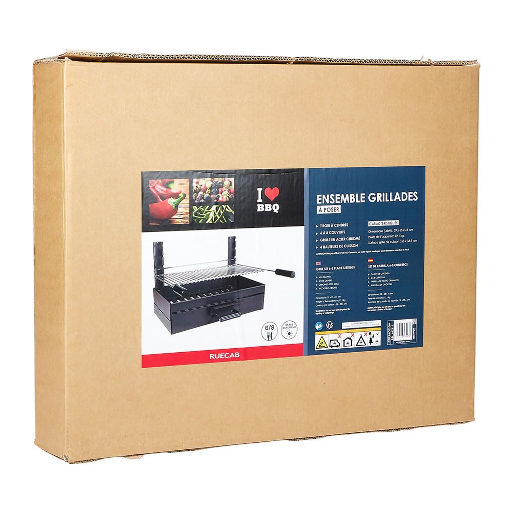 I LOVE BBQ - Barbecues à Charbon, encastrés - Barbecue à Poser 6/8 Couverts - Ensemble grillades - Dimensions : 59 x 55 x 41cm, 647417, Nc