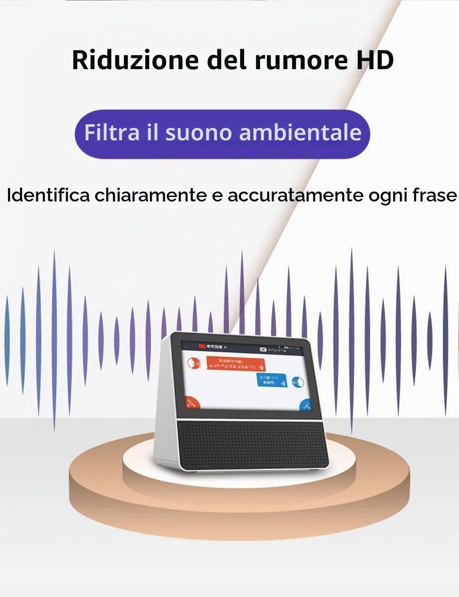 Apparecchiatura di Traduzione con Display a Doppio Schermo da 7 Pollici Dispositivo Traduttore per Reception Dell'hotel Online Traduci tra 53 Lingue Adatto per Minimarket, Attrazioni