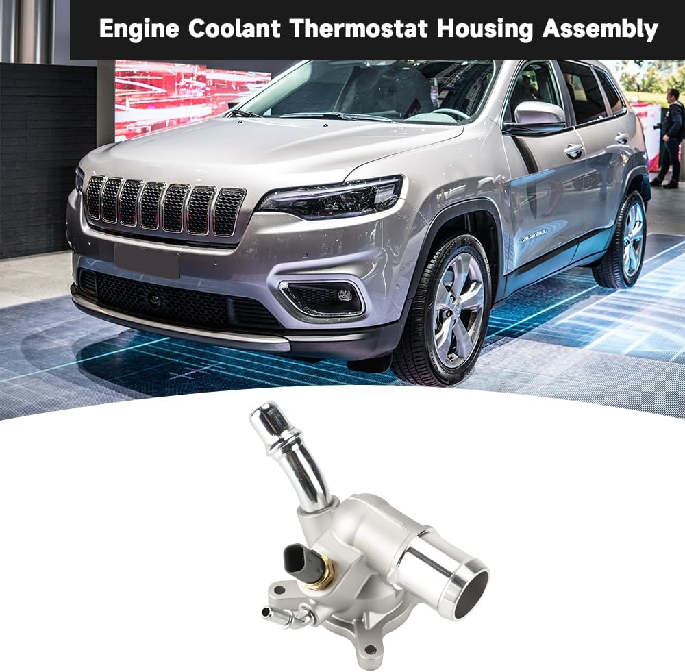Engine Coolant Thermostat Housing Water Inlet Assembly - Compatible for Chrysler 200 2.4L I4 [C, Limited, LX, 2015, for Dodge Dart 2.0L I4 A/T 2013-2014 - Replace Part 5047772AB 5047263AB