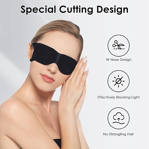 Miniatura 7 de FRESHME Máscara para dormir de algodón puro hecha a mano y antifaz de presión cero para dormir, ajustable, suave y cómoda, para hombres y mujeres,