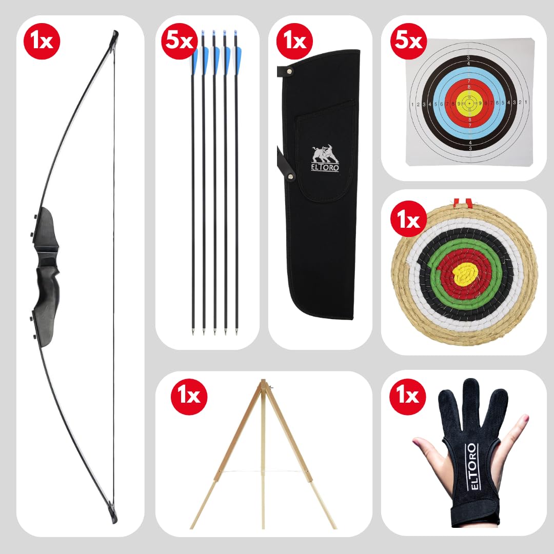 BSW Recurve Bogen Set 52 Zoll für Rechtshänder Einsteigerbogen (132 cm)
