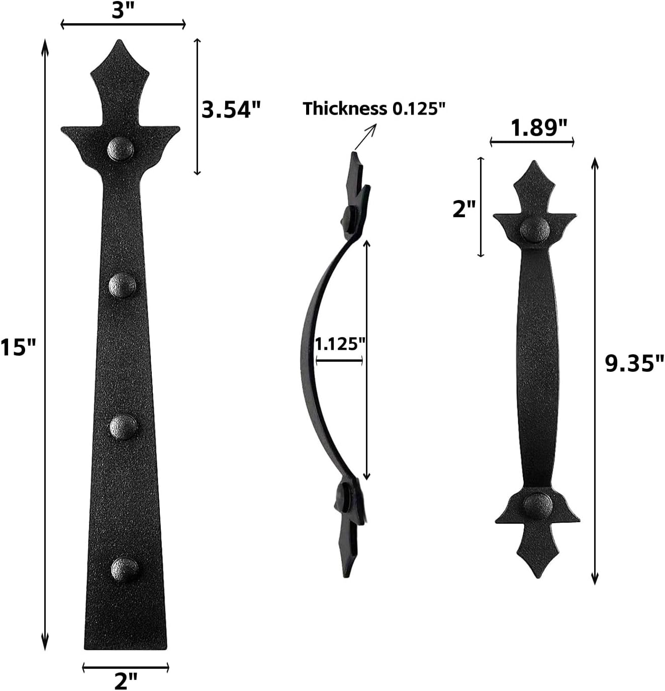 Garage Door Decorative Hardware Set,Screw Mounted,8 Faux Garage Door Hinges and 4 Handles Accents,Black Decoration,ABS Plastics,for 2 Car Garage