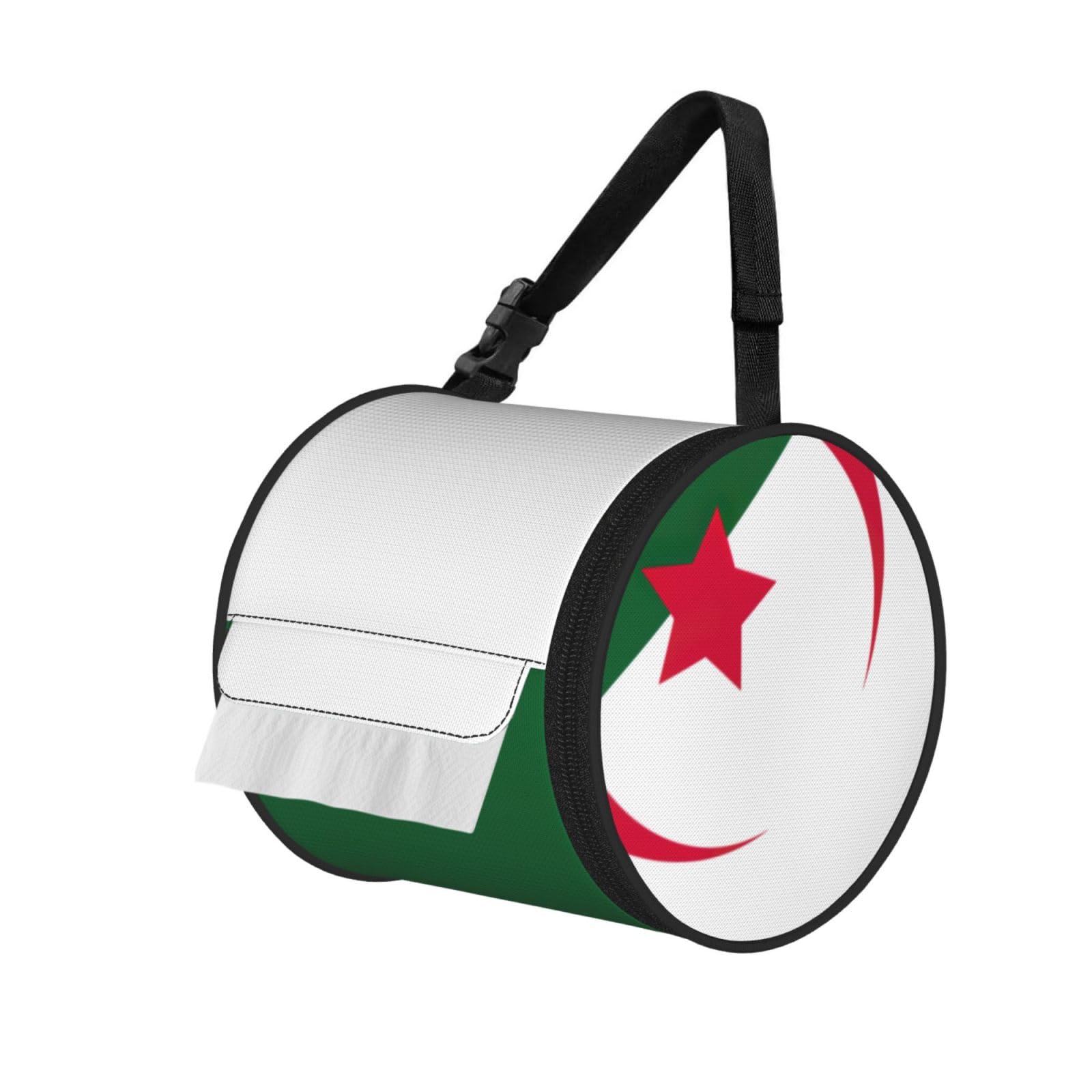 Flag Of Algeria Print Fashion Tissues Organizer Box, Hanging Tissue Holder For Purse Coins For Car Office Daily Outing