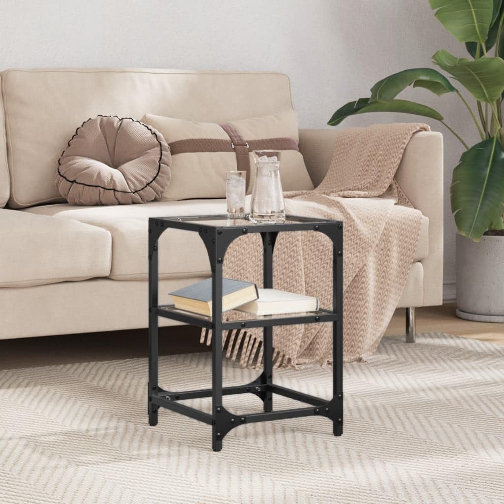 Tavolino da salotto con ripiano in vetro, trasparente, 30 x 30 x 45