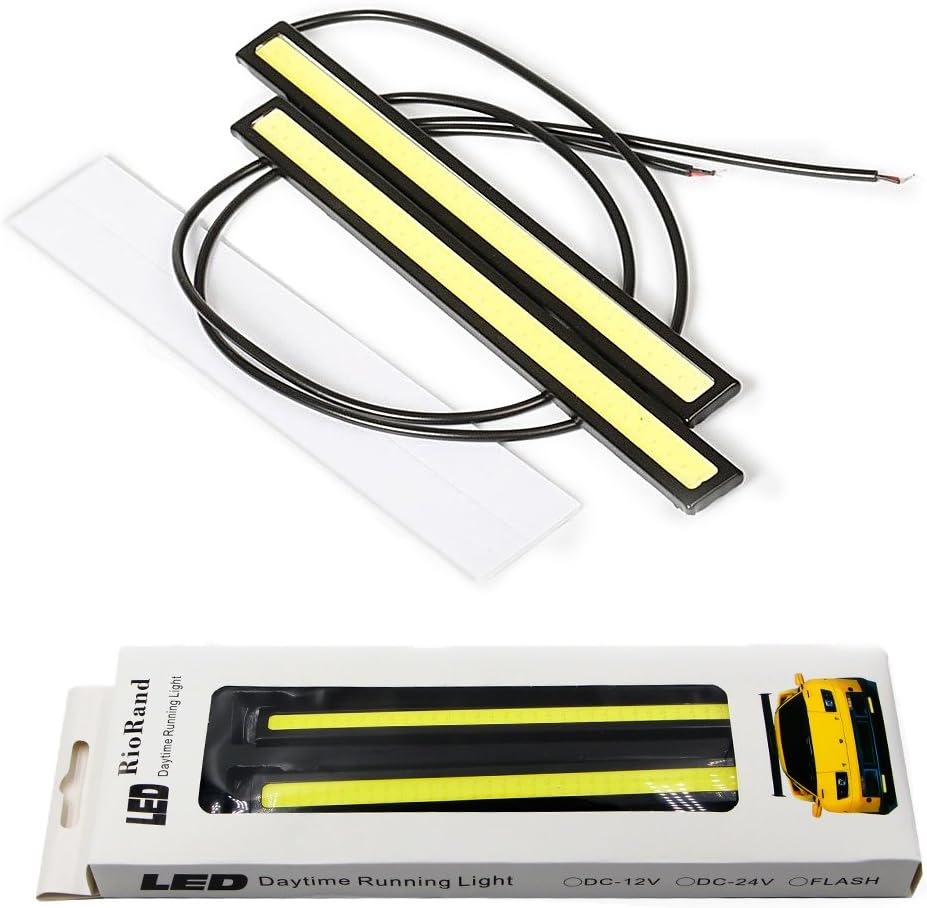 RioRand 2-Piece Waterproof Aluminum High Power 6W 6000K Xenon Slim COB LED Daytime Running Light (White)