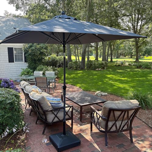 Image of PURPLE LEAF Patio Market Umbrella 6.5' x 6.5' Square Tilt Light Gray 8 Ribs