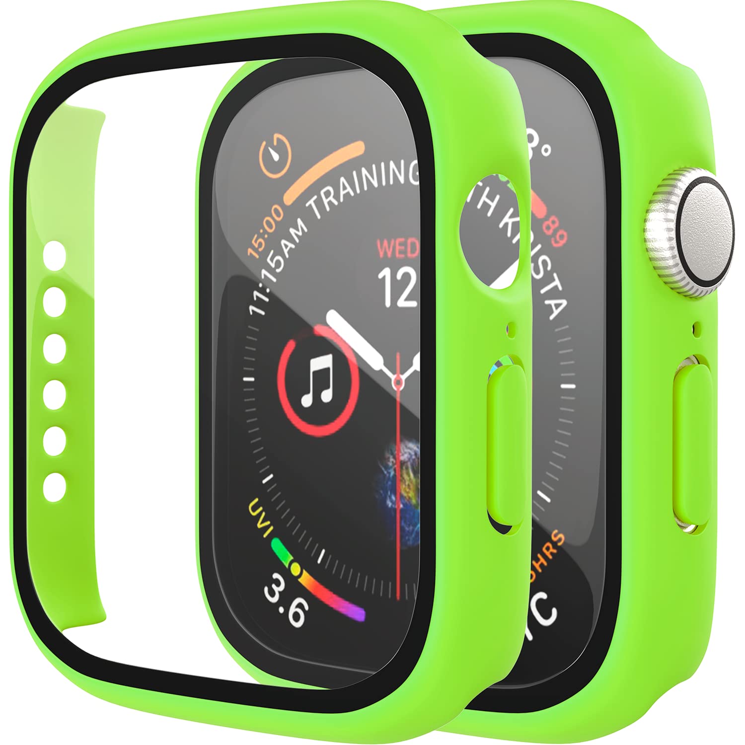 Maeline Bulk Cases Compatible with Apple Watch Series 3/Series 2/Series 1 42mm with Built in Tempered Glass Screen Protector, Overall Protective Hard PC Case Ultra-Thin Cover Bright Green 20 Pack