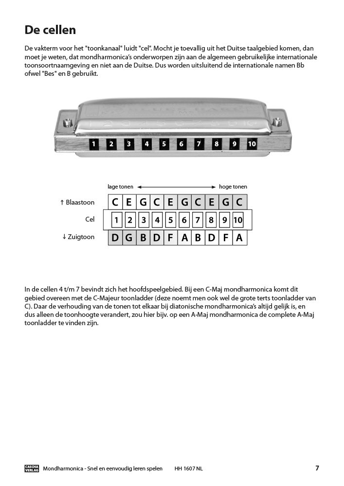 CASCHA Mundharmonika Lern-Set inklusive hochwertiger Harmonika in C-Dur diatonisch, Niederländischer Einsteiger Schule, Case und Pflegetuch, ideal für Anfänger und Erwachsene