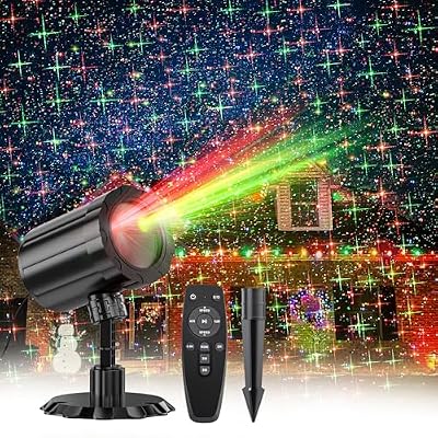GUSODOR Christmas Projector Lights Outdoor, Waterproof Christmas Decorations Projection Light with Remote Control, Indoor Starry Lights Show for Xmas Yard Garden Holiday Party Home Decor-Red Star
