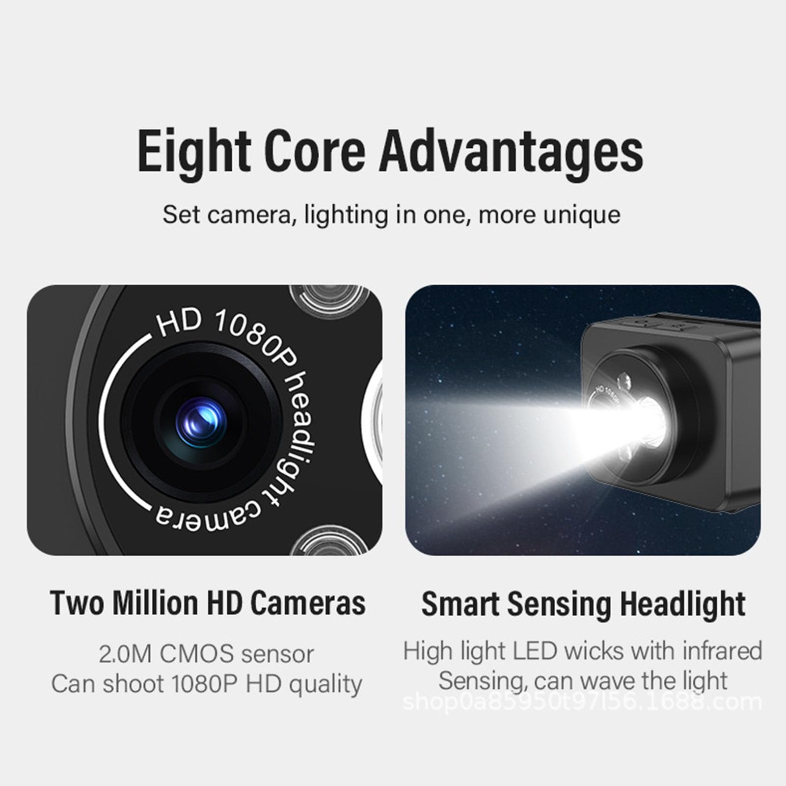 Sxhlseller Cámara Montada en la Cabeza con Luz LED, Cámaras Head de 2MP 1080p para Grabaciones, Cámara de Video de Cuerpo Portátil para Deportes Al Aire Libre Nocturnos (64G)