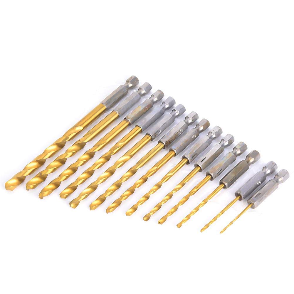 Hex Shank Drill Bit Sets, 13pcs 1/4inch High Speed Steel Drilling Bits Kit 1.5-6.5mm Spiral Flutes Bit for Wood Plastic Iron Steel Copper Aluminum: Tools & Home Improvement