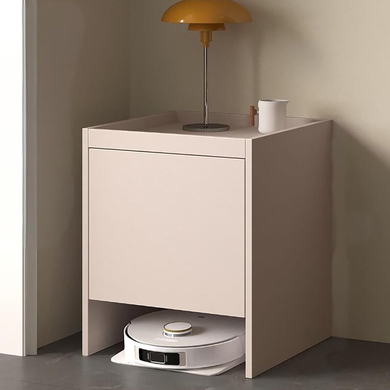 BHGFYXBS Robot Vacuum Stand Cabinet With Doors & Ders Slish End Table And Sto Solut For Home Office Nightstand For Robot Vacuum Cleaner,Grey-50 * 50 * 65Cm,Grey-50 * 50 * 65cm