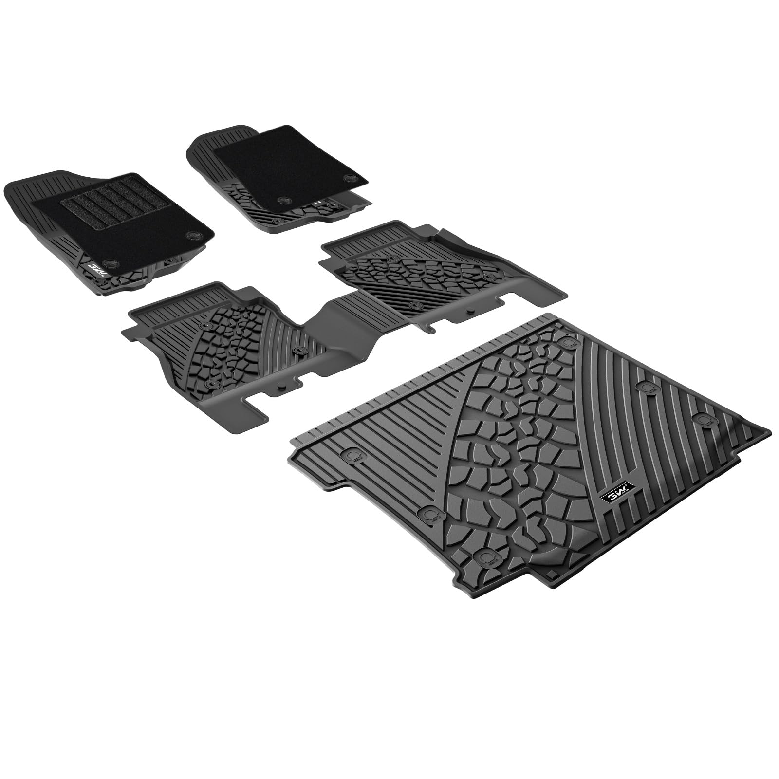 3W Floor Mats & Cargo Liner with Carpets on TOP Fit for Jeep Wrangler JL 2018-2025 2026 Unlimited 4-Door Sahara Willys Rubicon with Subwoofer(Non JK