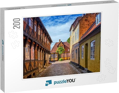 Street & Houses in Medieval Ribe Town, Dinamarca... Rompecabezas con 200 piezas
